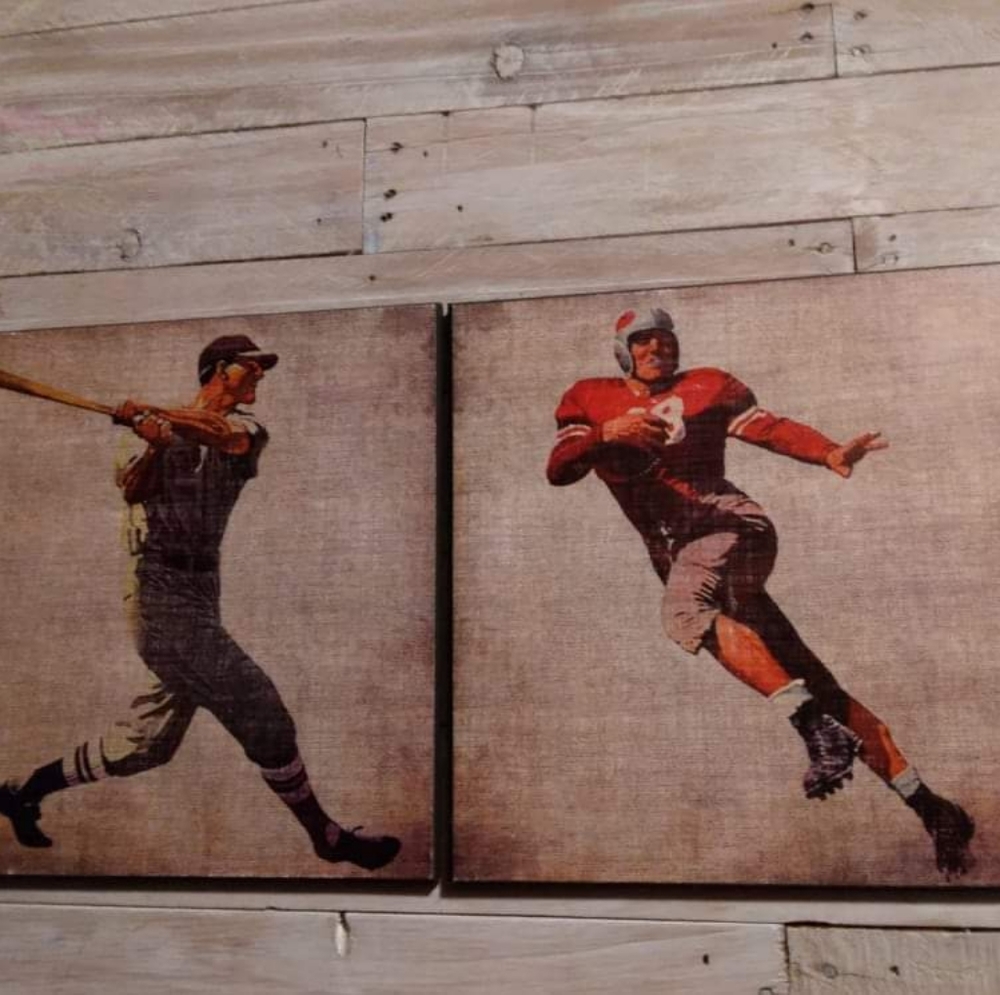 Baseball and Football Retro Wall Art